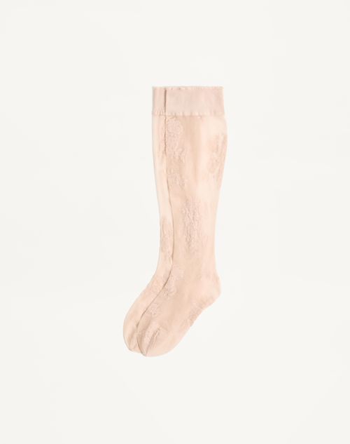 Valentino - Floral Lycra Knee-high Socks - Birch - Woman - Soft Accessories