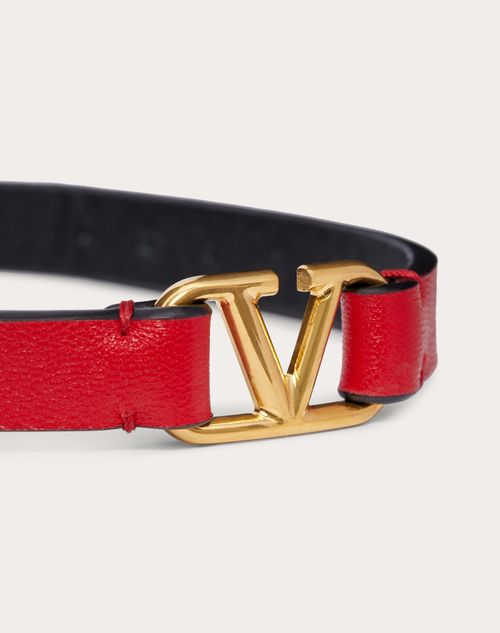Valentino Garavani - Vlogo Signature Calfskin Bracelet - Pure Red/black - Woman - Leather Bracelets - Accessories