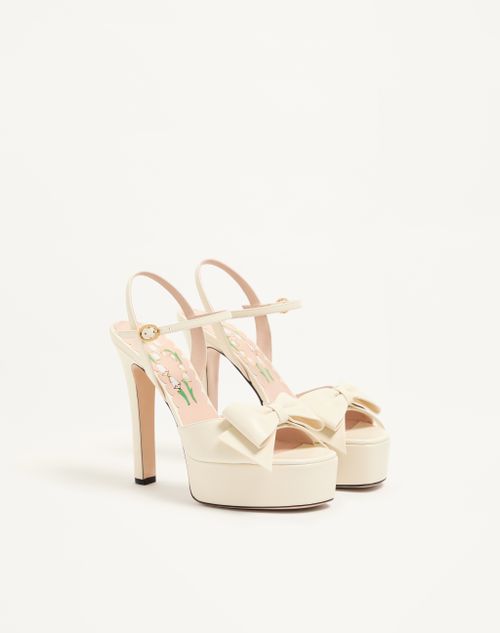 Valentino Garavani - Bowow Kidskin Platform Sandal With Bow Detail 130mm - Ivory - Woman - Sandals
