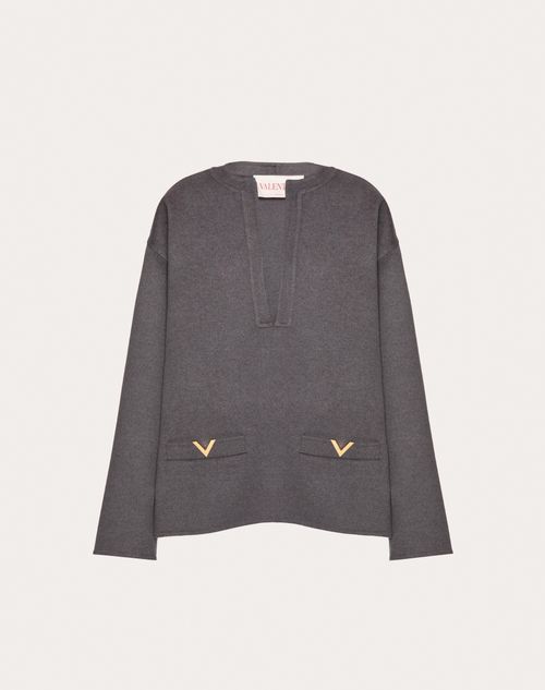 Valentino - Compact Drap Peacoat - Dark Grey - Woman - New Arrivals