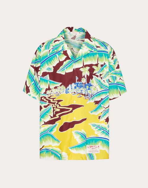 COTTON BOWLING SHIRT WITH SURF RIDER PRINT