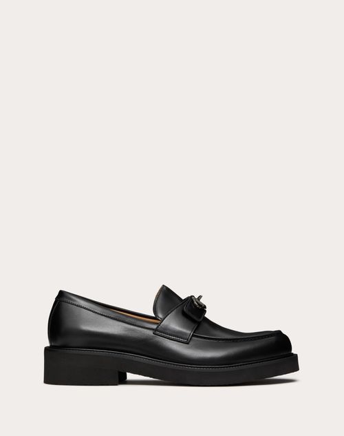 Valentino Garavani - Mocasín Vlogo Locker De Cuero De Becerro - Negro - Hombre - Loafers & Oxford