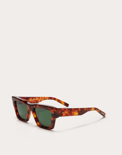 Valentino - Xxii - Squared Acetate Stud Frame - Havana Brown/​dark Green - Akony Eyewear - Accessories