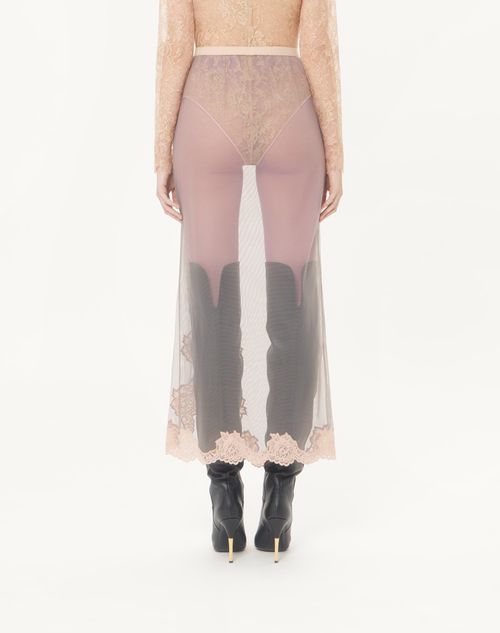 Valentino - Long Skirt In Sheer Tulle - Grey/peach - Woman - Lingerie