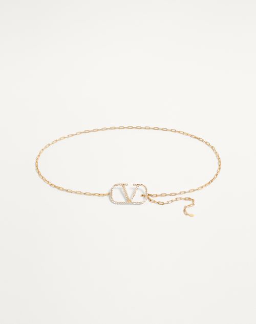 Valentino Garavani - Vlogo Signature Chain Belt - Gold/crystal - Woman - Belts