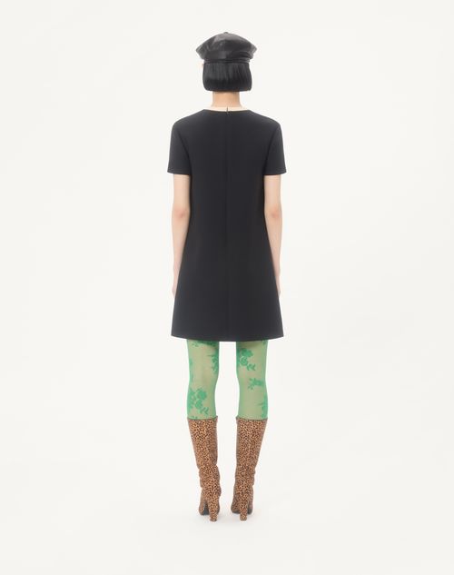 Valentino - Vestido Corto De Crepe Couture Con V Gold - Negro/abedul - Mujer - Vestidos