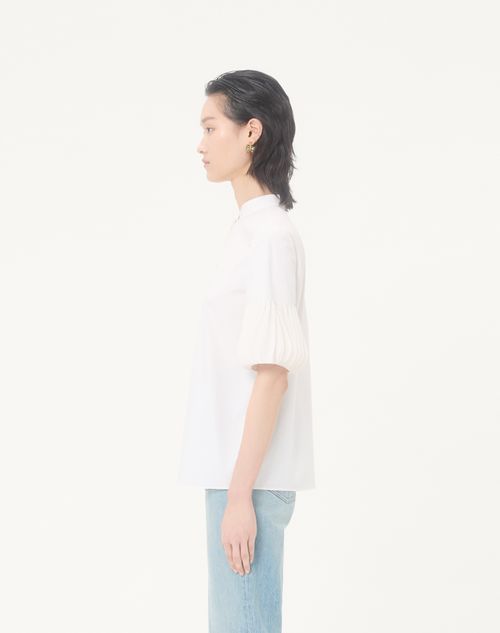 Valentino - Embroidered Cotton Popeline Shirt - White - Woman - Shirts And Tops