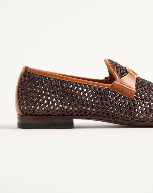 Valentino Garavani - Wolfe Loafer In Woven Raffia - Brown - Man - Loafers And Driver
