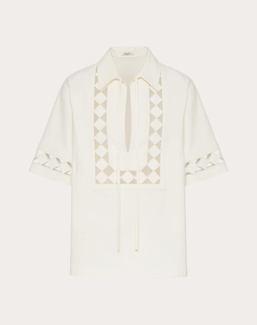 Valentino - Tunic With Geometric Cut-out Embroidery Detail - White - Man - Shirts