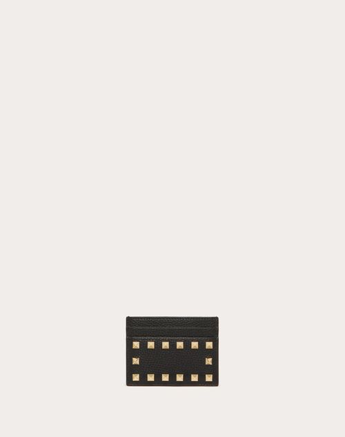 Valentino Garavani - Rockstud Grainy Calfskin Cardholder - Black - Woman - Wallets And Small Leather Goods