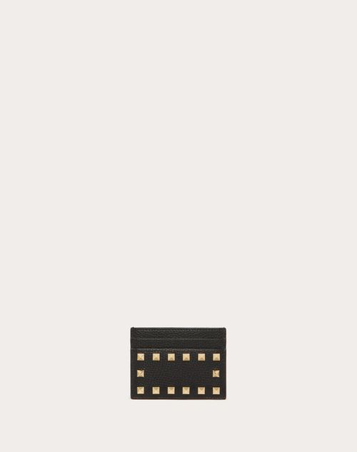 Valentino Garavani - 스탐파 알체 송아지 가죽 락스터드 카드 케이스 - 블랙 - 여성 - 지갑 & 가죽 소품