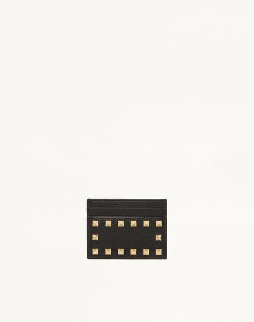 Valentino Garavani - Rockstud Grainy Calfskin Cardholder - Black - Woman - Wallets And Small Leather Goods