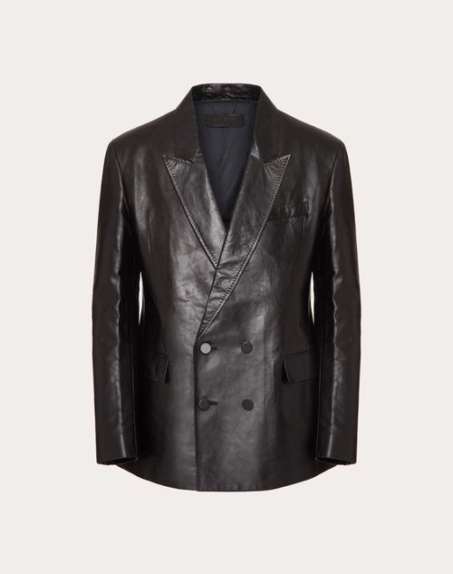 Valentino - Single-breasted Leather Jacket - Black - Man - Coats And Blazers