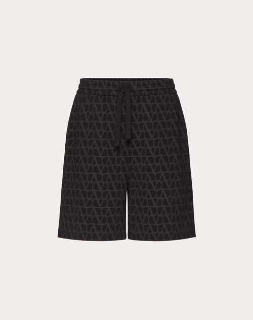 Valentino - Bermuda In Cotone Con Stampa Toile Iconographe - Nero - Uomo - Pantaloni E Shorts