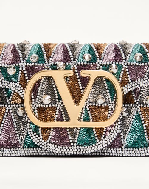 Valentino Garavani - Valentino Garavani Locò Small Embroidered Shoulder Bag - Multicolor - Woman - Shoulder Bags