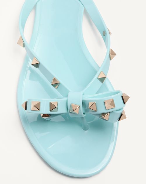 Valentino Garavani - Rockstud Rubber Slipper - Aquamarine - Woman - Slides And Thongs