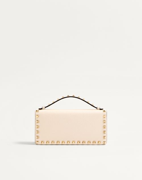 Valentino Garavani - Portafoglio Con Catena Rockstud In Vitello Granato - Light Ivory - Donna - Portafogli E Piccola Pelletteria