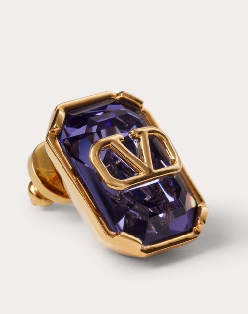 Valentino Garavani - Vlogo Signature Metal And Crystal Earrings - Gold/purple - Woman - Accessories