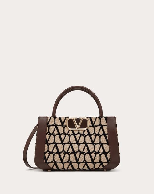 Valentino Garavani - Small Vlogo Signature Toile Iconographe Handbag - Beige/black - Woman - Totes