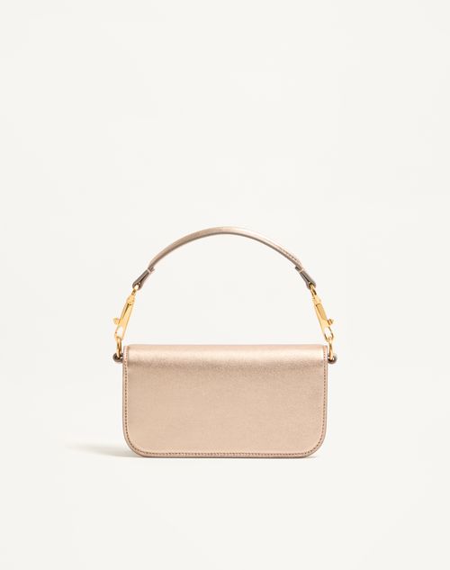 Valentino Garavani - Valentino Garavani Locò Small Shoulder Bag In Laminated Calfskin - Champagne - Woman - Shoulder Bags