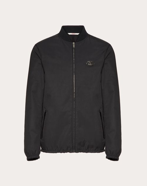 Valentino - Nylon Jacket With Leather Patch And Vlogo Signature - Black - Man - Outerwear
