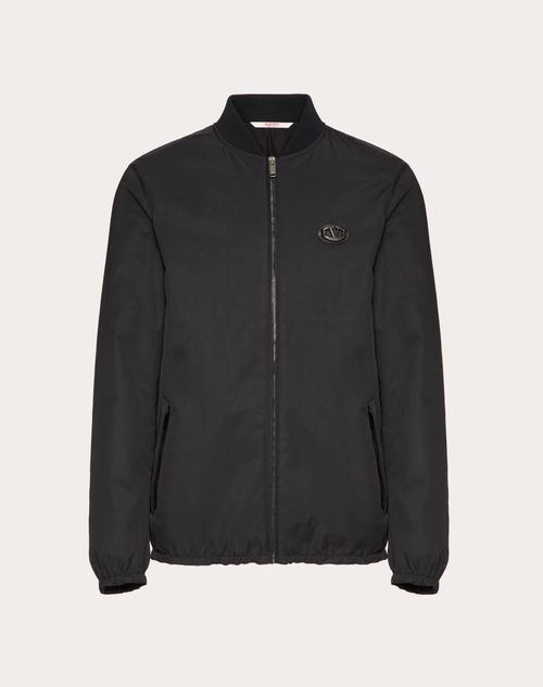 Valentino - Nylon Jacket With Leather Patch And Vlogo Signature - Black - Man - Shelf - Mrtw - Dark Tones & Camou