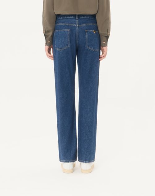 Valentino - Valentino Denim Trousers With Vgold - Denim - Man - Denim