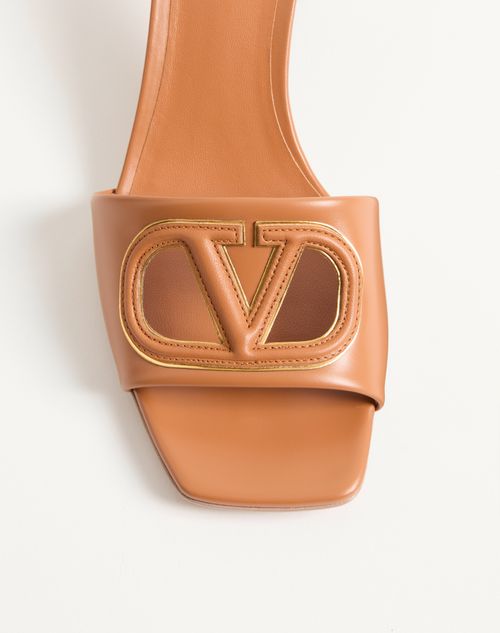Valentino Garavani - Vlogo Cut-out Slide Sandal In Calfskin 60mm - Beige - Woman - Sandals