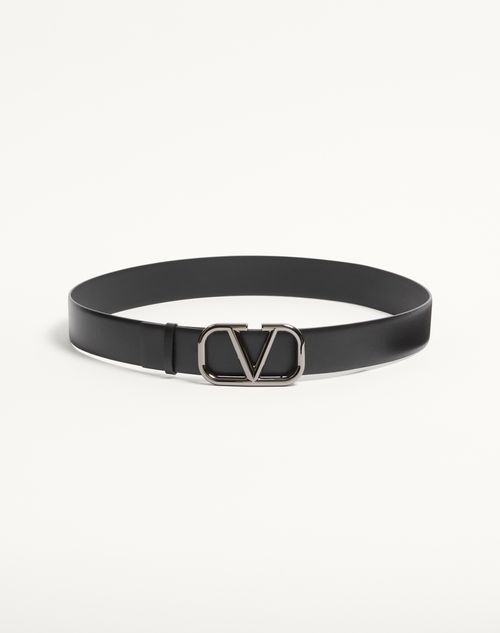 Valentino Garavani - Vlogo Signature Calfskin Belt 40 Mm - Black - Man - Man