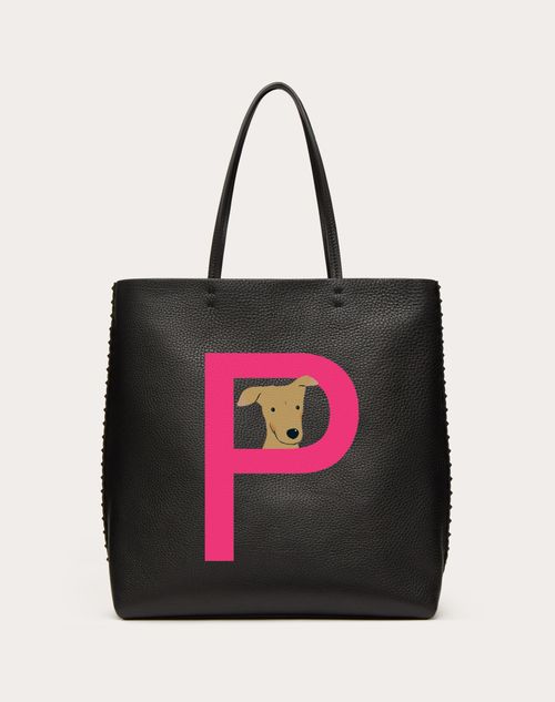 Valentino Garavani - Valentino Garavani Rockstud Pet Customizable N/s Tote Bag - Black/sheer Fuchsia - Woman - Rockstud Pet Bags