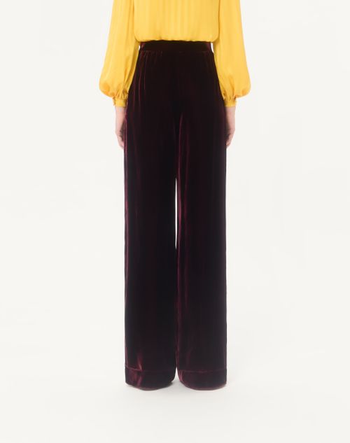 Valentino - Sablé Velvet Trousers - Maroon - Woman - Trousers And Shorts
