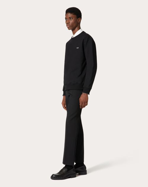 Valentino - Valentino Print Cotton Crewneck Sweatshirt - Black - Man - Tshirts And Sweatshirts
