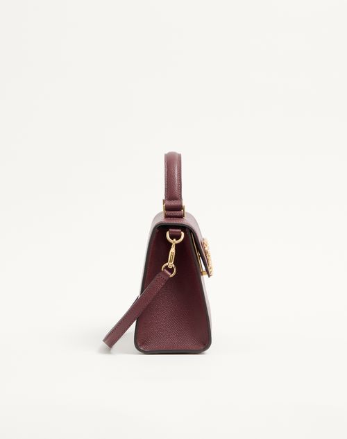 Valentino Garavani - Valentino Garavani Vsling Small Handbag In Grainy Calfskin With Jewel Logo - Rosewood - Woman - Top Handle Bags