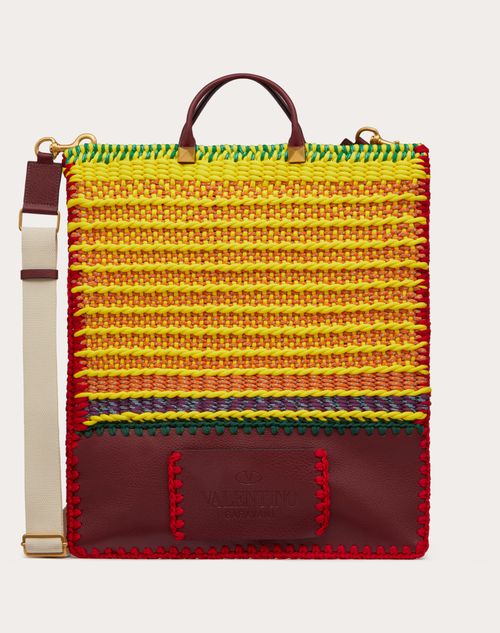 Valentino Garavani - Valentino Garavani Crochet Bags Fabric Flat Tote - Cherry/multicolor - Man - Man Sale