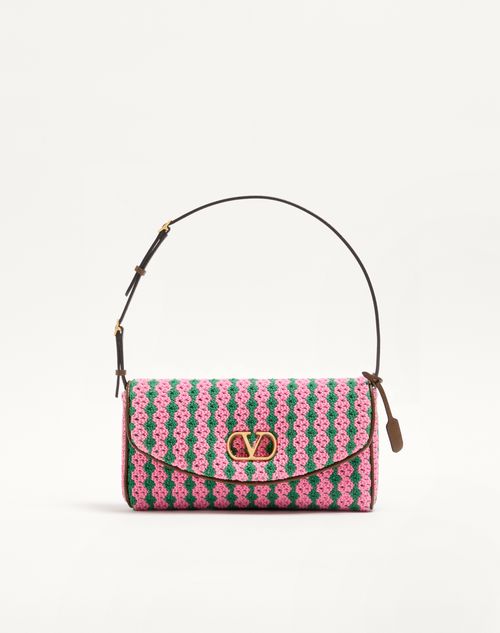 Valentino Garavani - Valentino Garavani Devain Small Shoulder Bag In Crochet Fabric - Pink/green - Woman - Shoulder Bags
