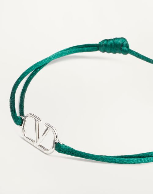 Valentino Garavani Green Vlogo Leather Bracelet