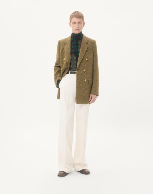 Valentino - Valentino Wool Grisaille Trousers - Latte - Man - Trousers And Shorts