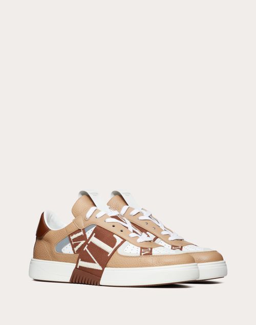 Valentino Garavani - Vl7n Calfskin Sneaker - Camel/chocolate Brown/ice - Man - Vl7n - M Shoes