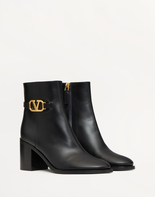 Valentino Garavani - Stiefeletten Vlogo Signature Aus Kalbsleder Mit 75 Mm-absatz - Schwarz - Frau - Stiefel