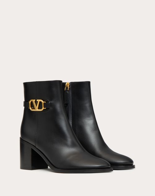 Valentino Garavani - Botines Vlogo Signature De Piel De Becerro Con Tacón De 75 mm - Negro - Mujer - Boots&booties - Shoes