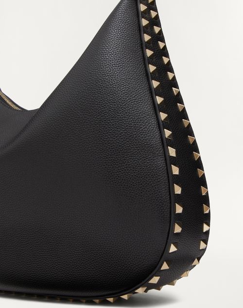 ショルダーバッグ・ポシェット Valentino Garavani Borsa Hobo Rockstud In Pelle Valentino Garavani - Rockstud Black Grain Leather Hobo Bag
