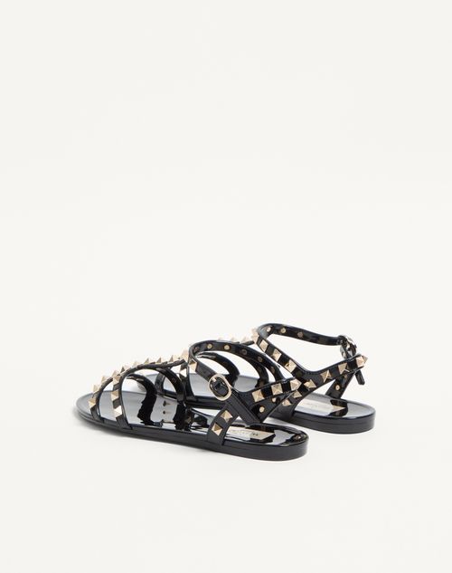 Valentino Garavani - Rockstud Flat Rubber Sandal - Black - Woman - Sandals
