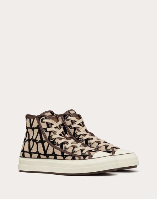 Valentino Garavani - Toile Iconographe Totaloop High-top Sneaker - Beige/black - Woman - Sneakers