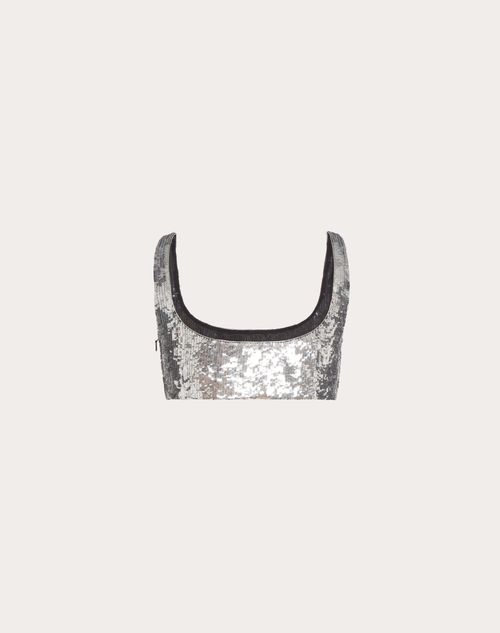 Valentino - Embroidered Organza Bralette - Silver - Woman - Shirts And Tops