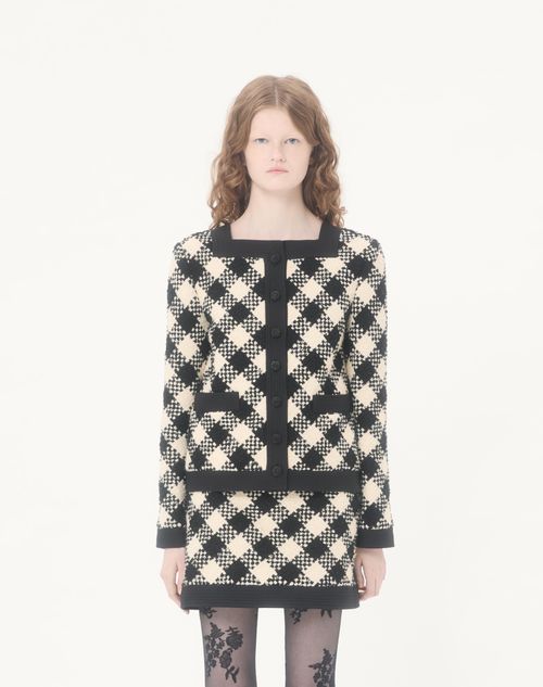 Valentino - Damier Tweed Jacket - Butter/black - Woman - Jackets And Blazers
