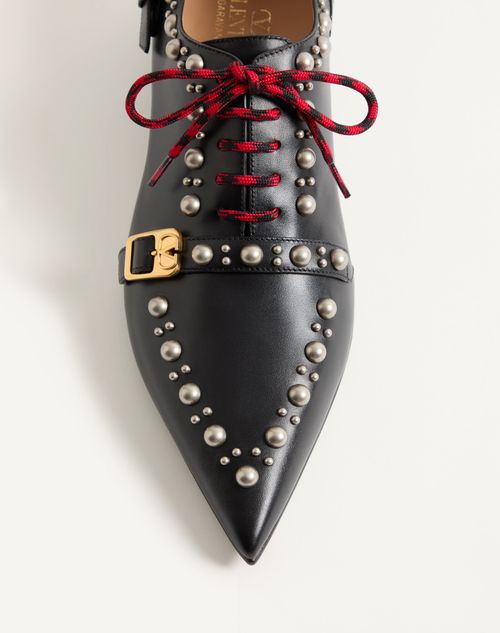 Valentino Garavani - Derby Mockers In Calfskin - Black - Man - Lace-ups