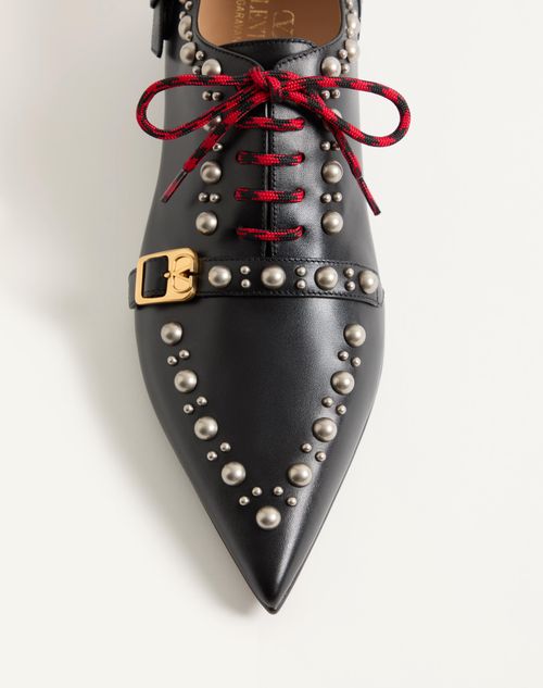 Valentino Garavani - Derby Mockers In Calfskin - Black - Man - Lace-ups