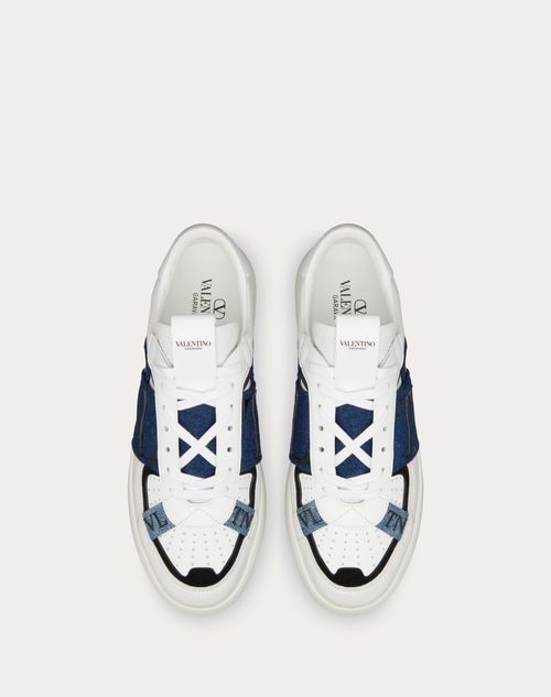 LOW-TOP VL7N SNEAKERS IN CALFSKIN AND DENIM