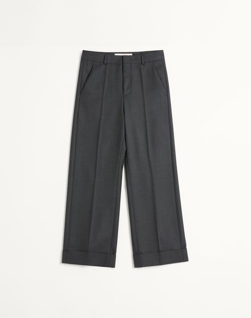 Valentino - Wool Gabardine Pants With Turn-ups - Anthracite - Man - Ready To Wear