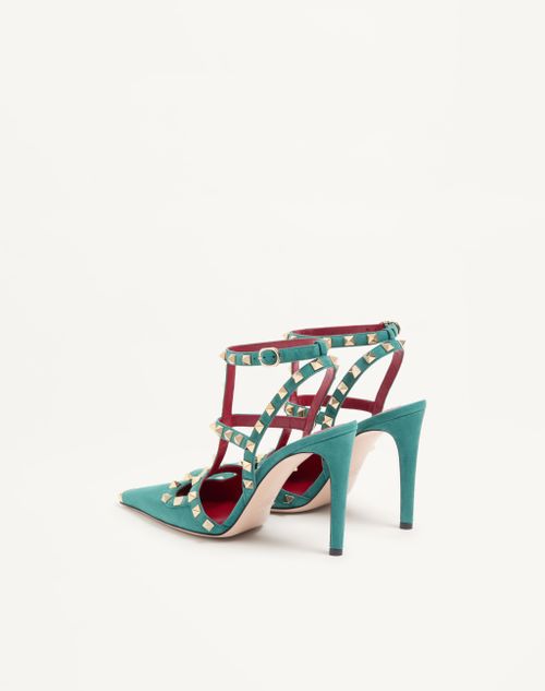 Valentino Garavani - Rockstud Wildlederpumps 100mm - Aquamarin - Frau - Pumps Und Slingbacks